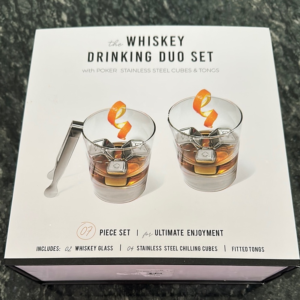 Macy's Silver Bar Accessories Set with Whiskey Glasses NWT